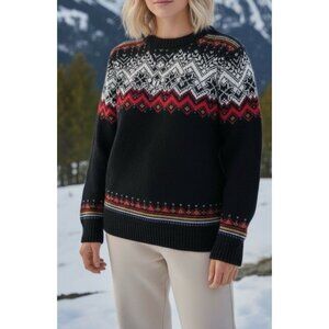 Dale of Norway Wool Sweater Womens Size 12 Fair Isle USA Olympic Tag Snowflake